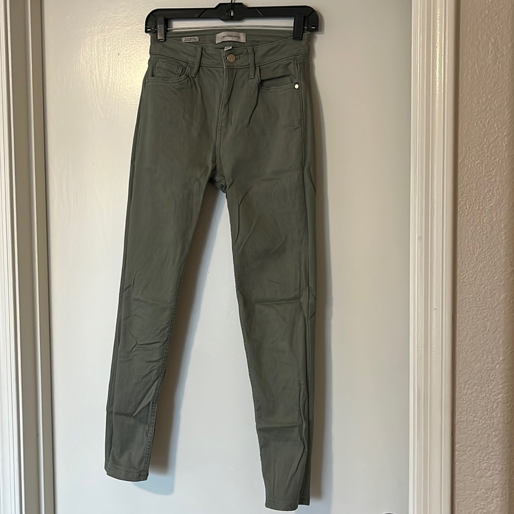 CKJ high rise olive color denim